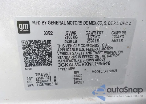 2022 GMC Terrain Awd Slt из США, поврежденный, VIN 3GKALVEVXNL195648